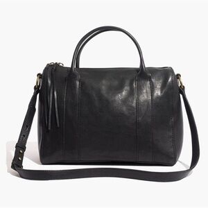 MADEWELL The Prague Satchel Leather Black Bag Crossbody Purse